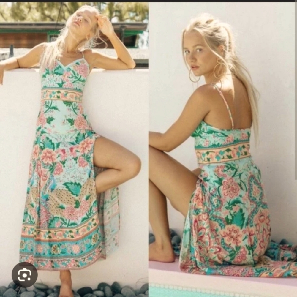 Spell & Gypsy Lotus strappy dress peacock